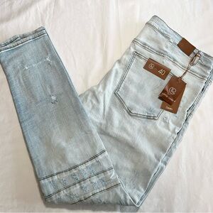 Crysp Denim men’s jeans light wash skinny distressed size 40